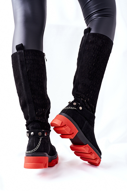 Dámske kožené topánky Čierny semiš 2866