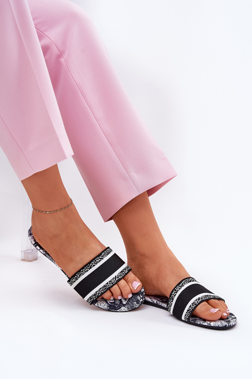 Vzorované Ploché Dámské Pantofle Černé Leysi