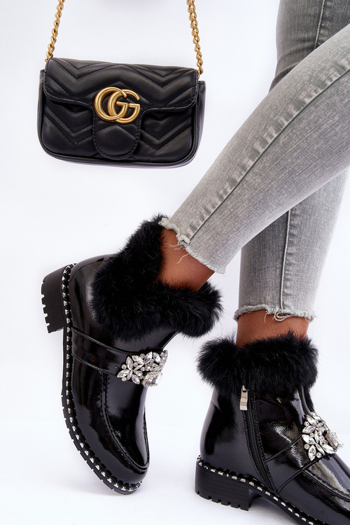 Boty Na Plochém Podpatku A Platformě Sztyblety Černé Linestta