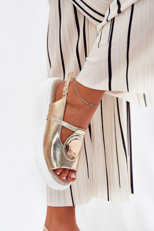 Kožené Elegantní Dámské Sandály S.Barski GR51-603 Zlaté