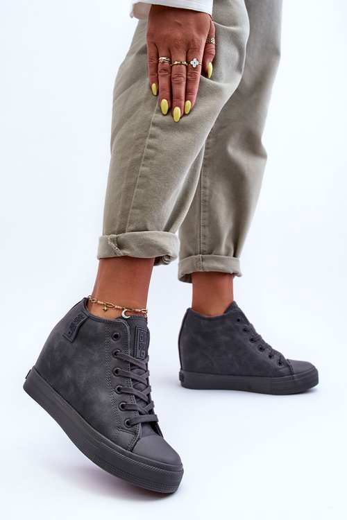 Dámske kožené tenisky na veľkej hviezde MM274005 Gray Wedge