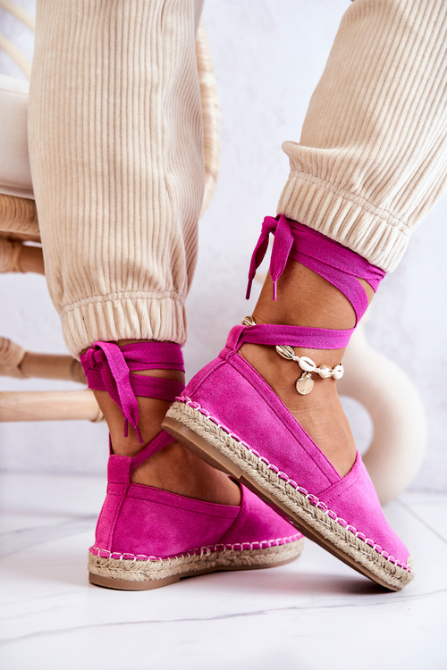 Bonded Suede Espadrilles Fuchsia Ismanne