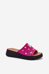 Dámske Zamszové Papuče S Pripínkami Fuchsie Vinceza 66741