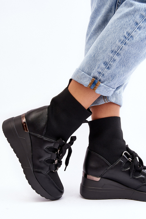 Dámske vysoké topánky s čiernymi ponožkami Helladina