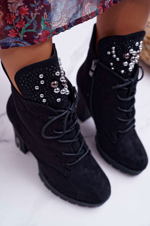 Dámské Kotníkové Boty Na Podpatku černé Fieste