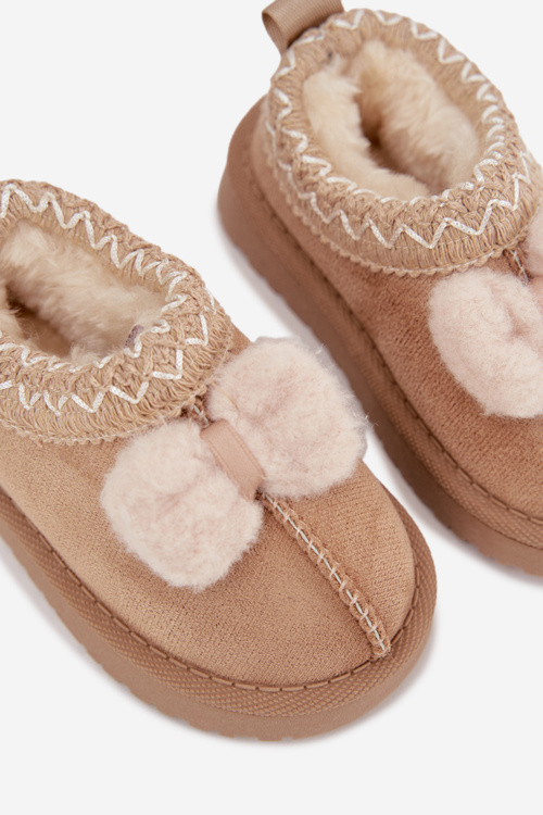 Detské snehule s výšivkou a mašľou Béžové Daven