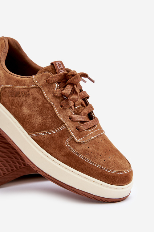 Pánske Sneakersy Na Platforme Zamszové Big Star OO174014 Hnedé