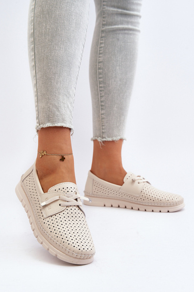 Dámske béžové kožené vyrezávané topánky Darnissa