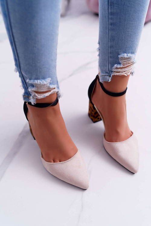 Dámské Lodičky Na Podpatku Leopardí béžové Ferri