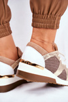 Kožené Klínové Tenisky Sneakers Béžove Nicole 2562
