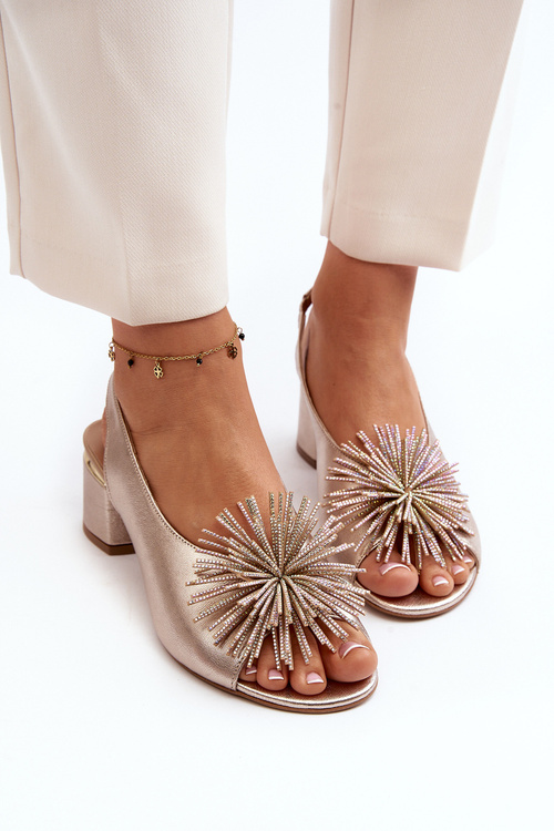 Kožené sandále s ozdobou Laura Messi 2719 Zlaté