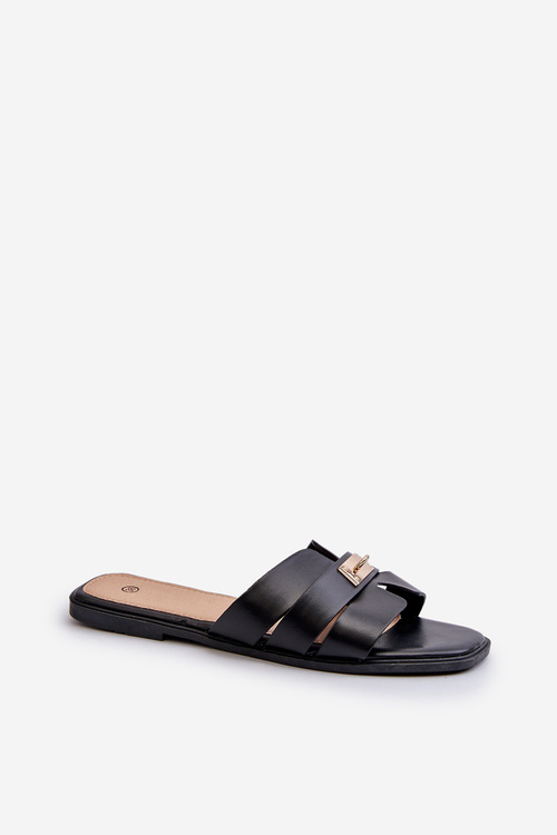 Dámske rovné sandále s ozdobou Čierne Kavinia