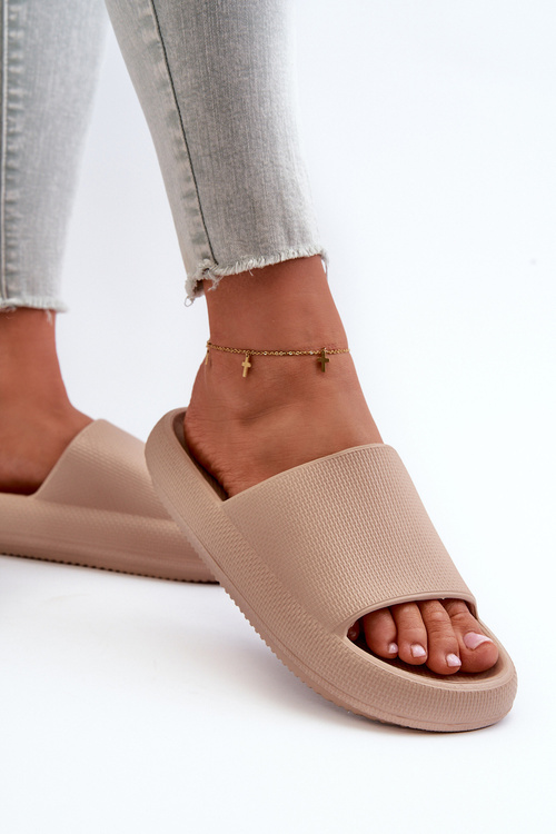 Dámské Lehké Pěnové Žabky na Hrubé Podrážce Hnědobéžové Querceria