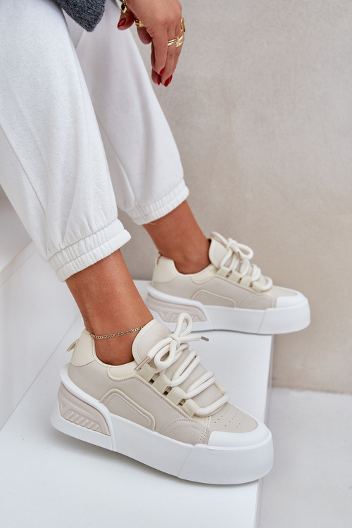 Dámské Tenisky S Tlustými Šňůrkami Na Platformě Béžové Laloma