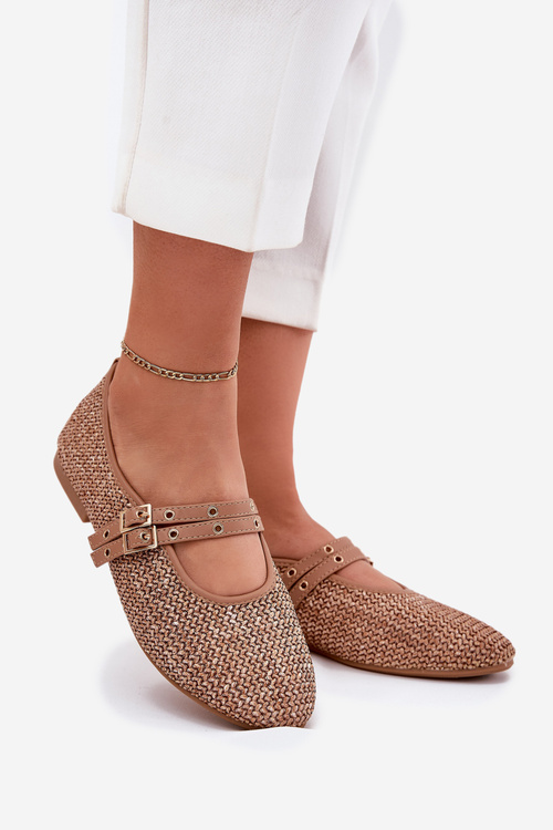 Baleríny S Pletením A Pásikmi Khaki Partheda