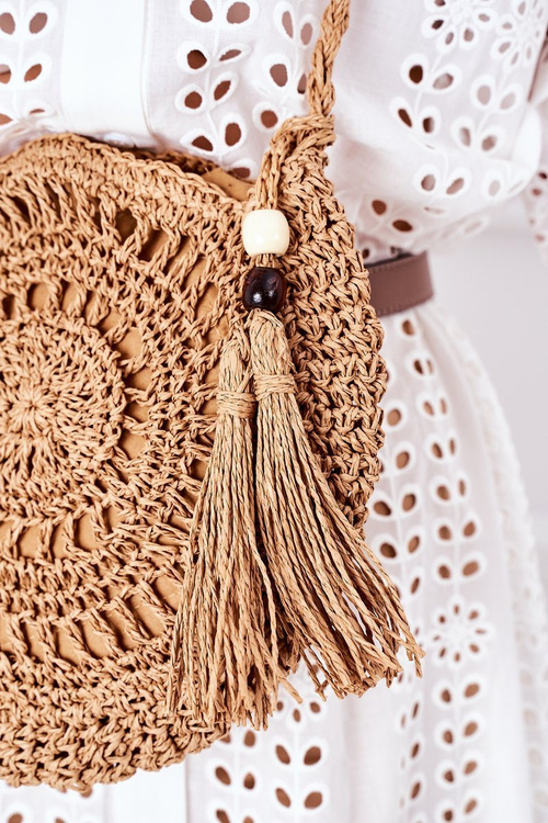 Pletena Kulatá Kabelka BRUNO ROSSI Camel