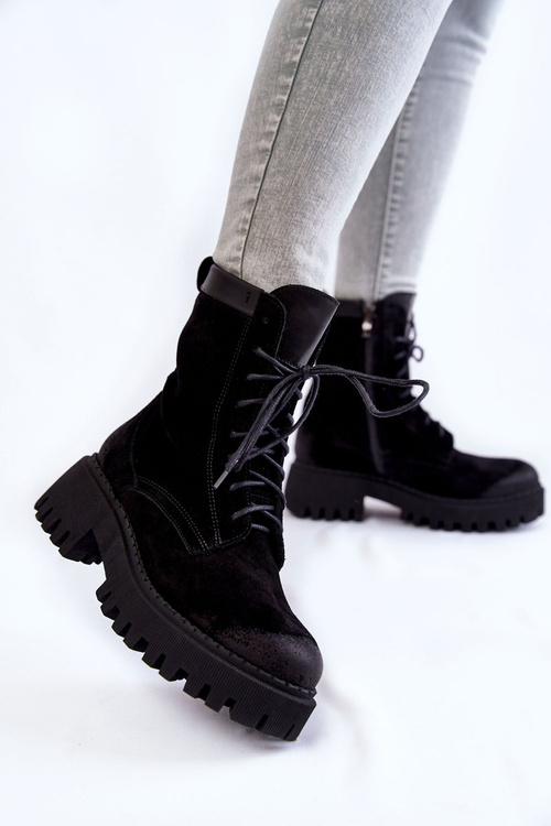 Klasické semišové teplé boty Černé Caima