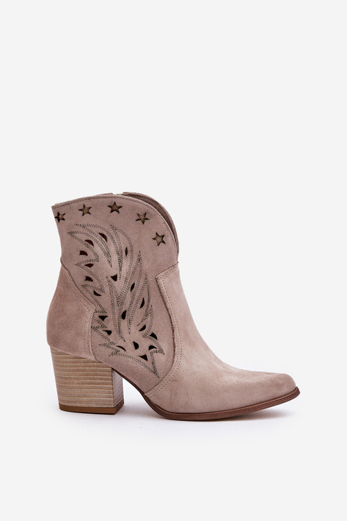 Prekryté Kožené Cowboyské Čižmy Na Opätku Cappuccino Lewski 3613