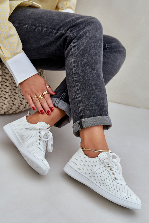 Dámské Ažurové Šněrovací Tenisky Světle Béžové Carinel