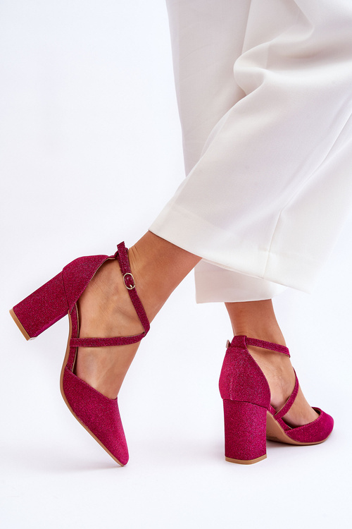 Módní třpytivé lodičky na podpatku fuchsiové Galaxy