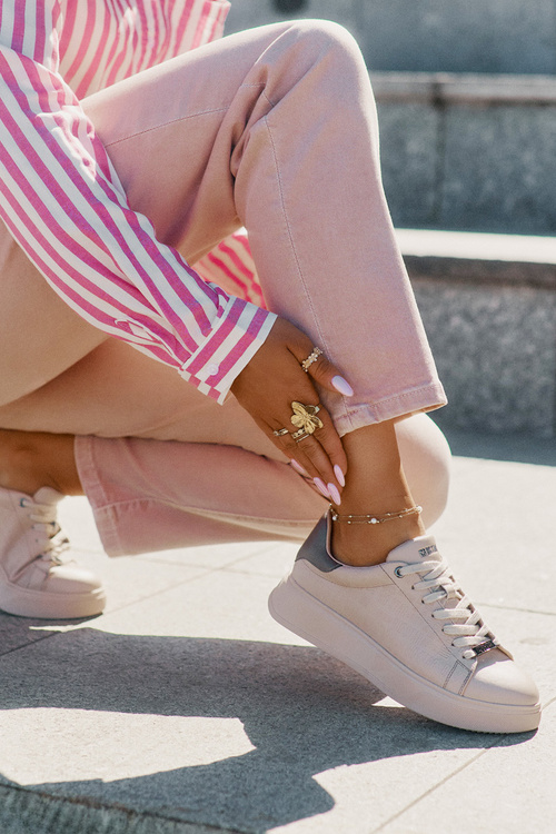 Dámské Tenisky Z Eko Kůže Big Star RR274259 Béžové