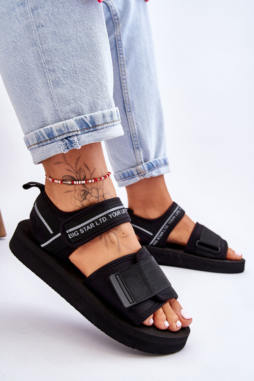 Dámské sandály na suchý zip Big Star LL274784 Černe