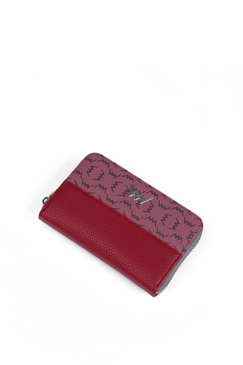 Kožená peňaženka na červenošedom zipsu merina