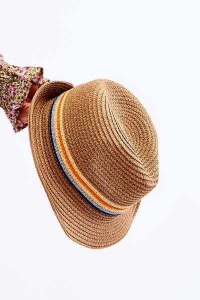 Klasický detský klobúk s farebnými pruhmi béžová