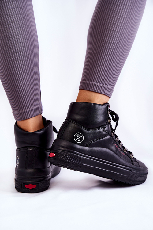 Dámske vysoké tenisky krížové džínsy KK2R4029C Čierne