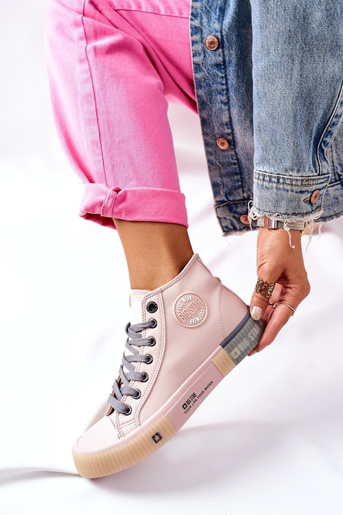 Dámské Kožené Vysoké Tenisky Big Star II274138 Růžové