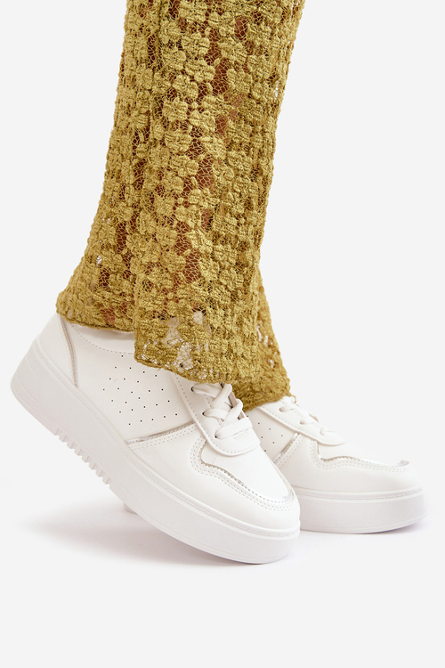 Dámské Tenisky Na Platformě S Dekorativním Šněrováním Bílé Mistra