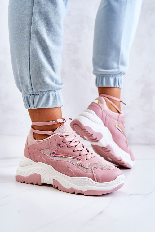 Dámské robustní lesklé tenisky růžové Canadia