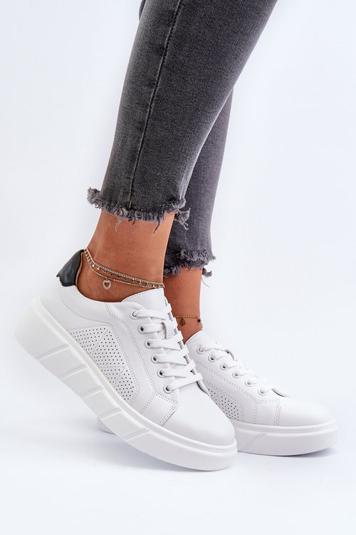 Dámské kožené tenisky na platformě bílé Gatira