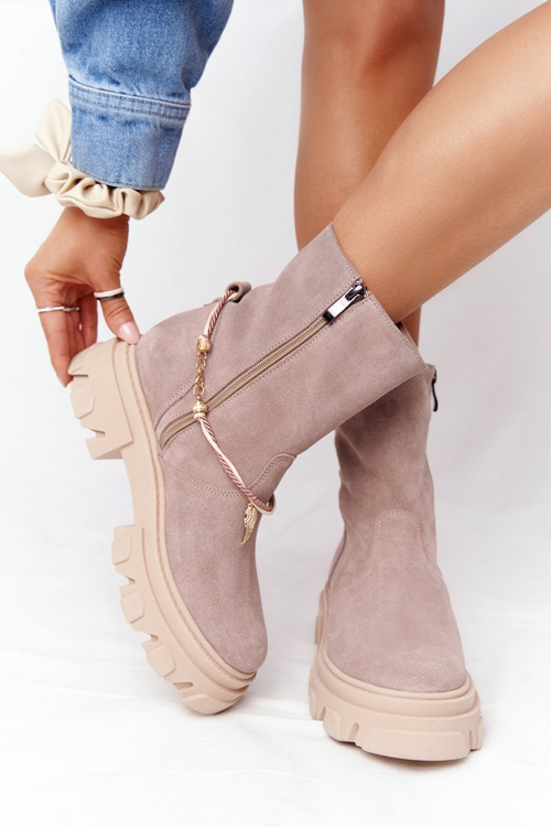 Semišové Boty Workery Lewski Shoes 3006-0 Béžové