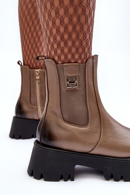 Kožené topánky Jodhpur topánky na masívnej platforme béžová lemar lisencca