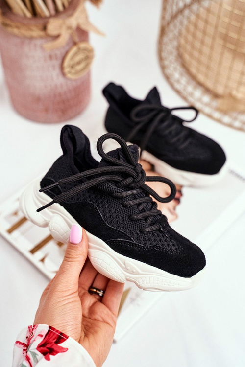 Športové športové topánky čipky -Čierny volový semiš