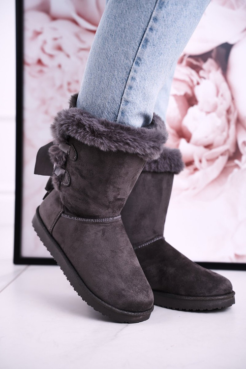 Dámské Sněhule Se Stuhou Se Zateplením Kožešinou šedé Kaylee