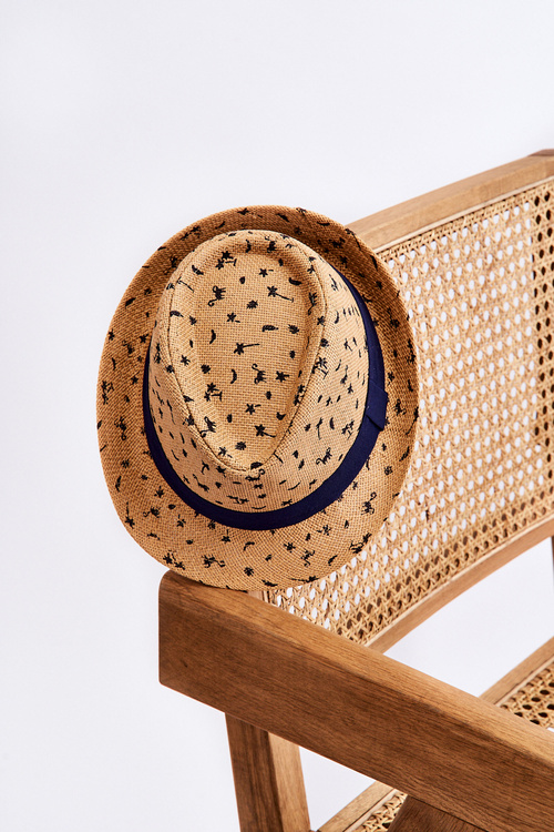 Dětský klobouk s palmami a zvířátky béžový