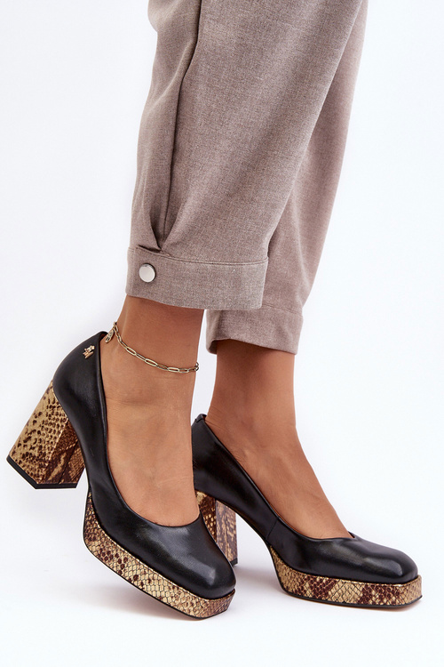 Modní Kožené Lodičky Laura Messi 2599 Černé