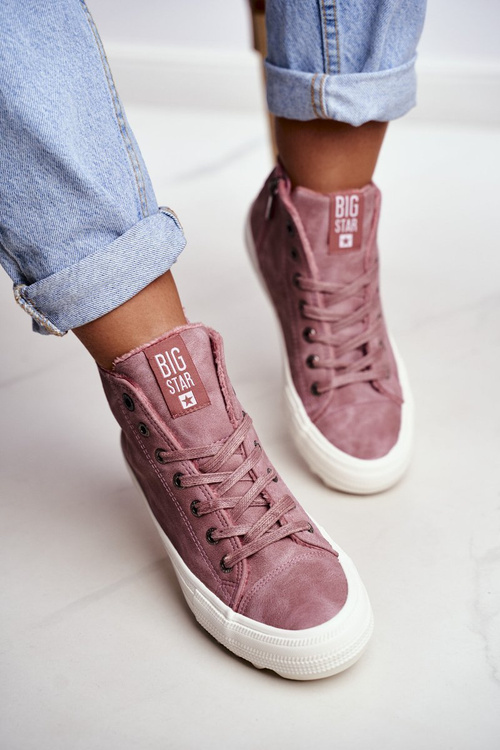 Dámské Tenisky Big Star Vysoké Zateplené Růžové GG274109