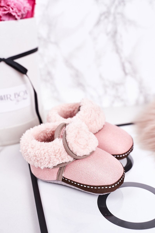 Dětské Teplé Pantofle S Kůží Růžové Cloudlet