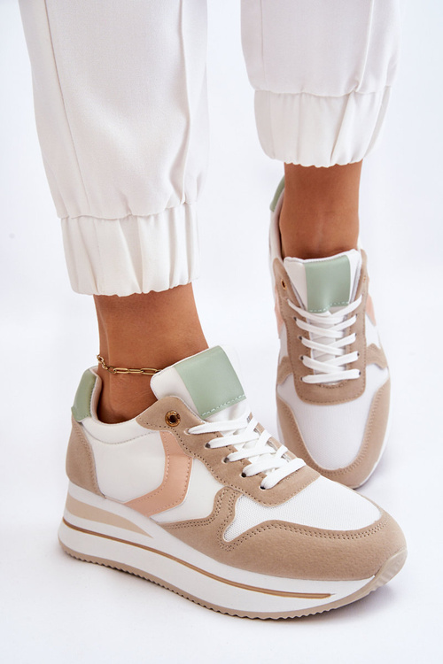 Dámská sportovní obuv na klínku bílá a béžová Neva