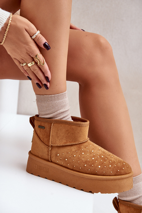 Snehové topánky so zdobením na platforme Big Star OO274A104 Camel