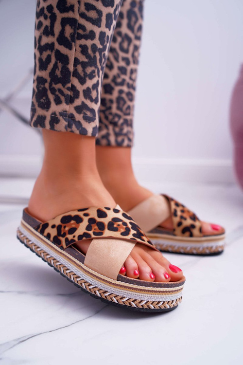 Dámské Nazouváky Camel leopard Greta