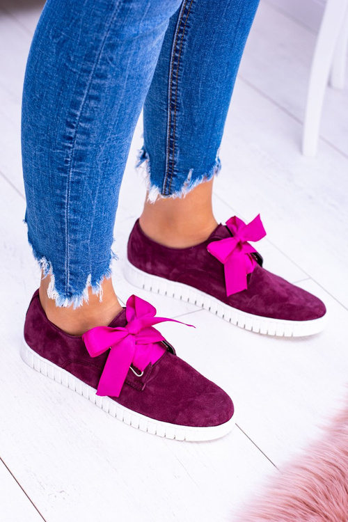 Burgundské kožené dámské tenisky Loop