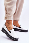 Kĺzané kožené tenisky na platforme White Madeline Platform