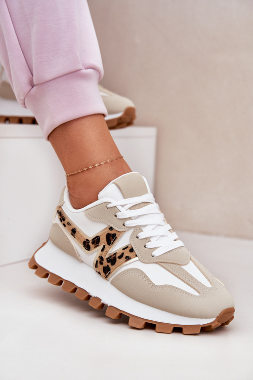 Tenisky Sportovní Boty Dámské Leopardí Béžové Kalelia