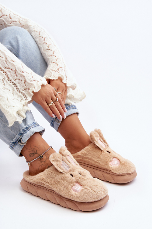 Dámské fousy pantofle s králíčkem béžové Naveritte