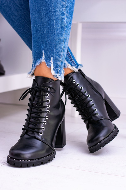 Lu Boo Black topánky na stĺpe Halsey Rinestant