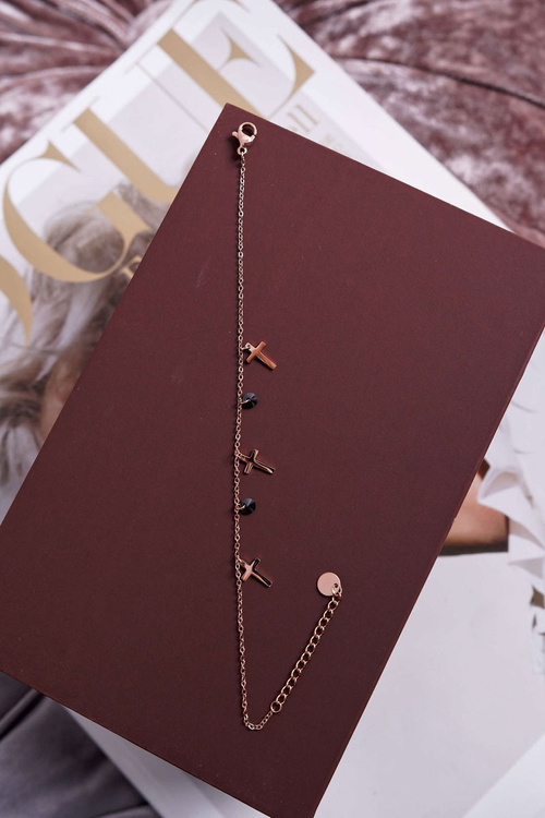 Dámský Náramek Celebrit Růžové Zlato Tři Kříže